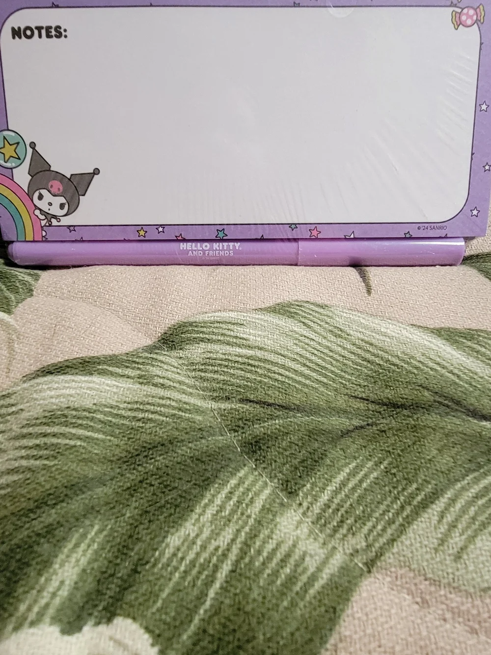 812-Sanrio Kuromi Glitter Lavender A5 Notebook & Memo Pad Set